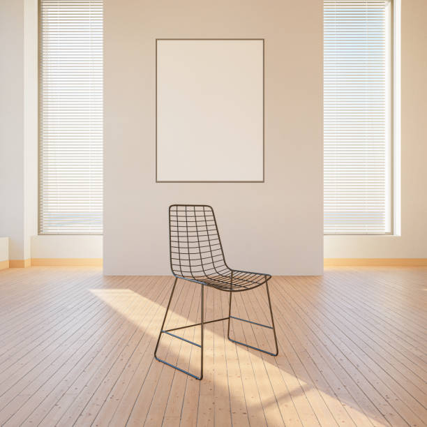 istock Interior mockup illustration with decor, 3d render, white wall with blank board 1456176467