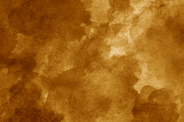 acuarela abstracta marrón anaranjado. fondo artístico para el diseño. color ocre. otoño. - acuarela en papel fotografías e imágenes de stock