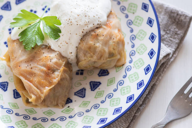 istock stuffed cabbage with meat and sour cream 1456181416