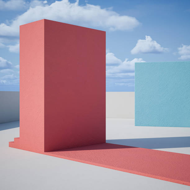 istock 3d geometric showcase with beautiful blue sky background 1456181522