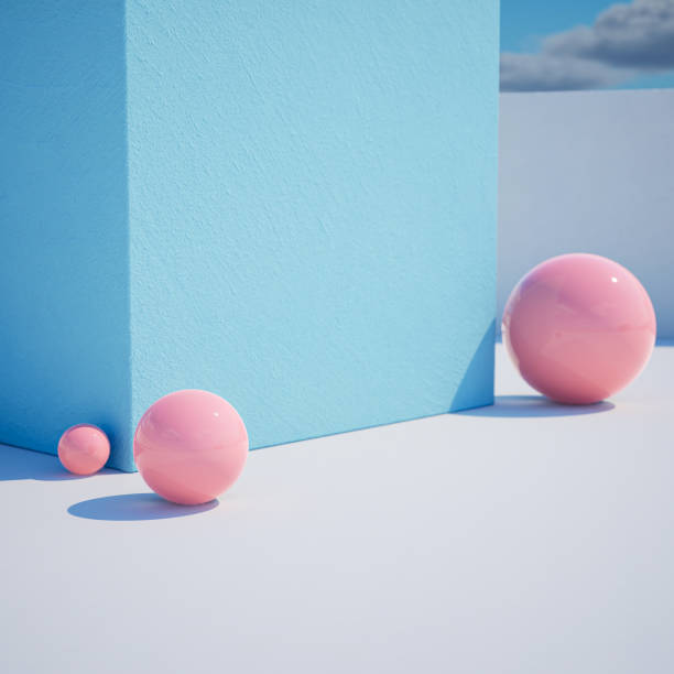 istock 3d geometric showcase with beautiful blue sky background 1456182256