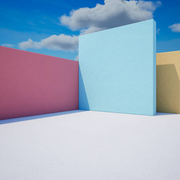 istock 3d geometric showcase with beautiful blue sky background 1456182451