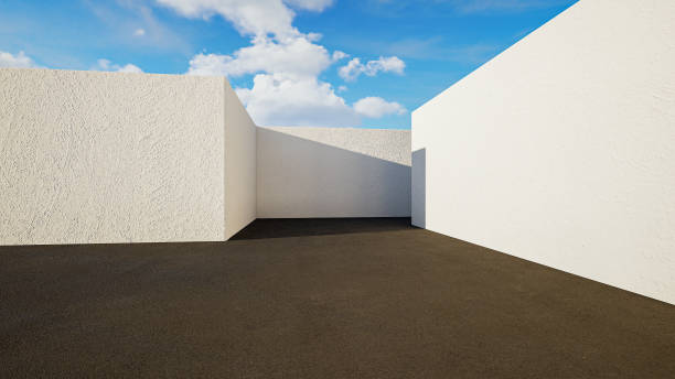 istock 3d geometric showcase with beautiful blue sky background 1456182718
