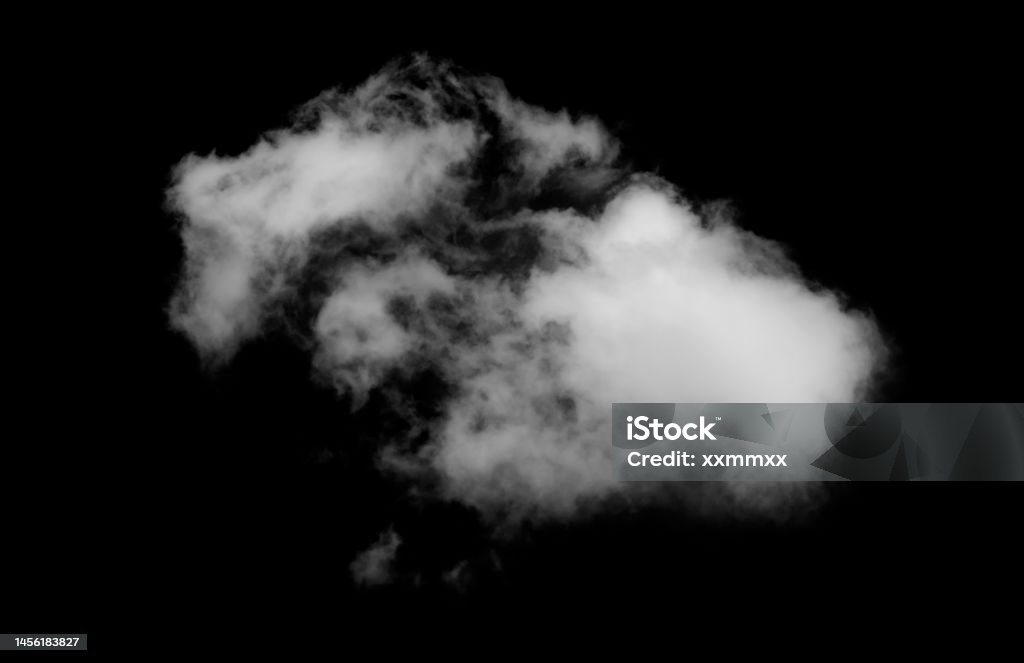 Single white cloud on black background Single white cloud on black background. Ready to use with screen mode. Cumulus Cloud Stock Photo