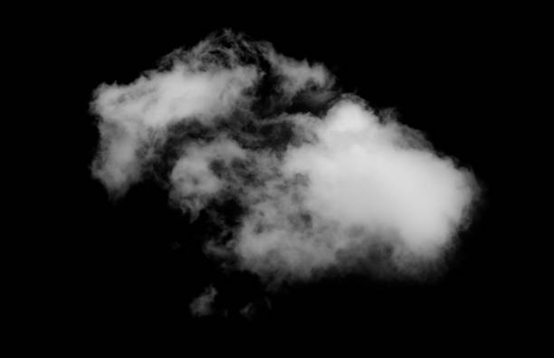 Single white cloud on black background stock photo