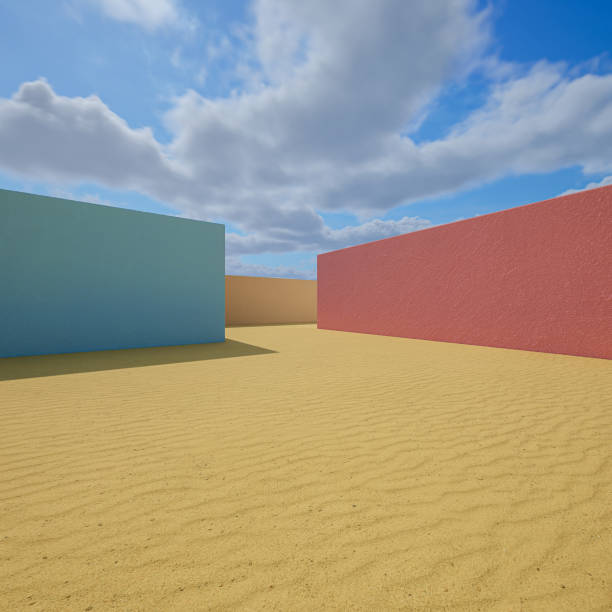 istock 3d geometric showcase with beautiful blue sky background 1456184149