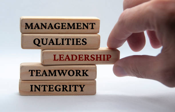 istock Management, qualities, leadership, teamwork and integrity text on wooden blocks with white background. Leadership concept 1456185055
