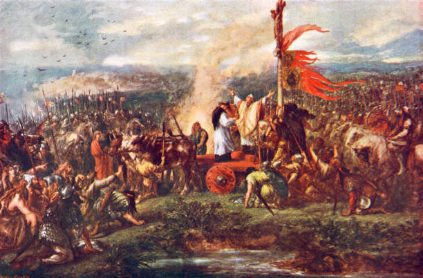 The Battle of the Standard, aka the Battle of Northallerton. 22 August 1138. Happened at Cowton Moor near Northallerton in Yorkshire, England. English forces under William of Aumale repelled a Scottish army led by King David I of Scotland.
