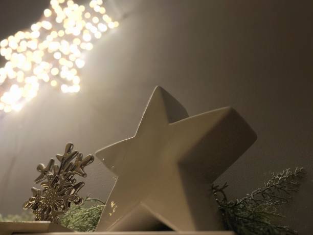 Christmas ornaments decorating a fireplace