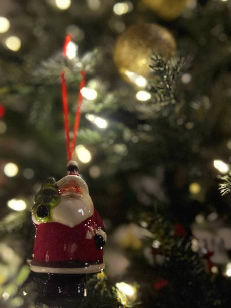 istock Santa decoration hanging on a Christmas tree 1456191017