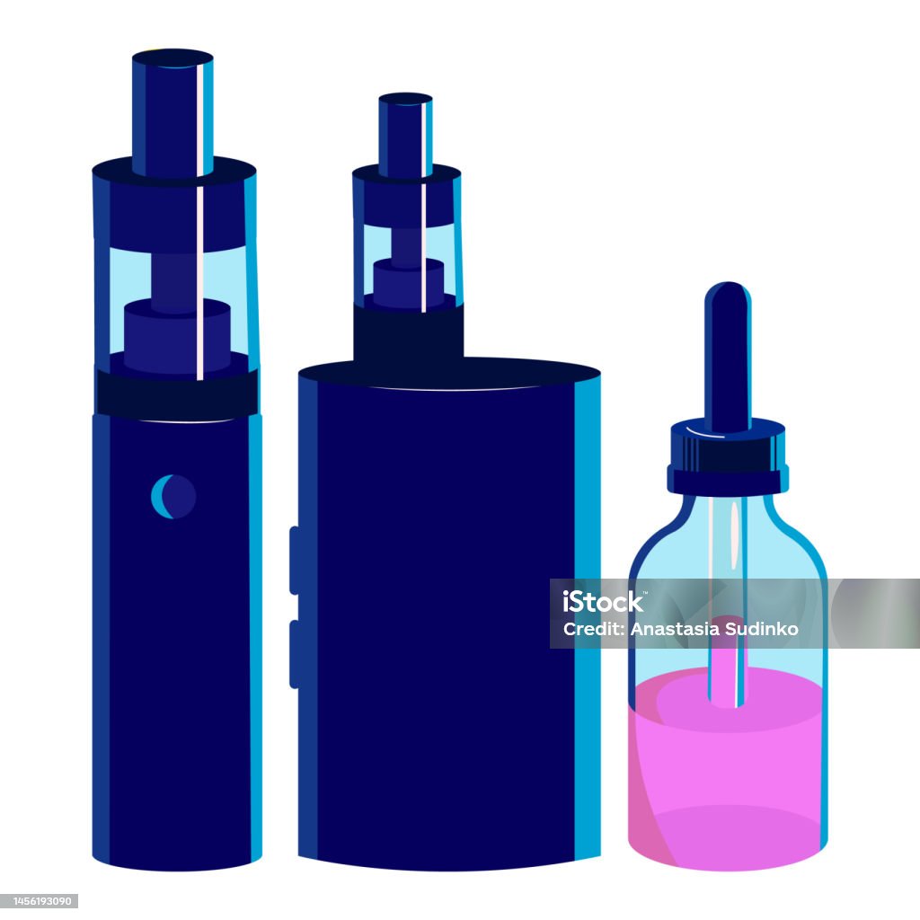 Vape Object Vapor Set Vaping Device And Bottle Stock Illustration - Download Image ...