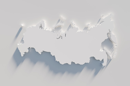 Extruded map of Russia  3d render