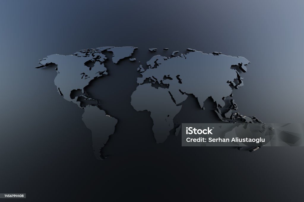 World Map Rendering Extruded World Map 3d Render Stock Photo - Download Image Now - Map ...