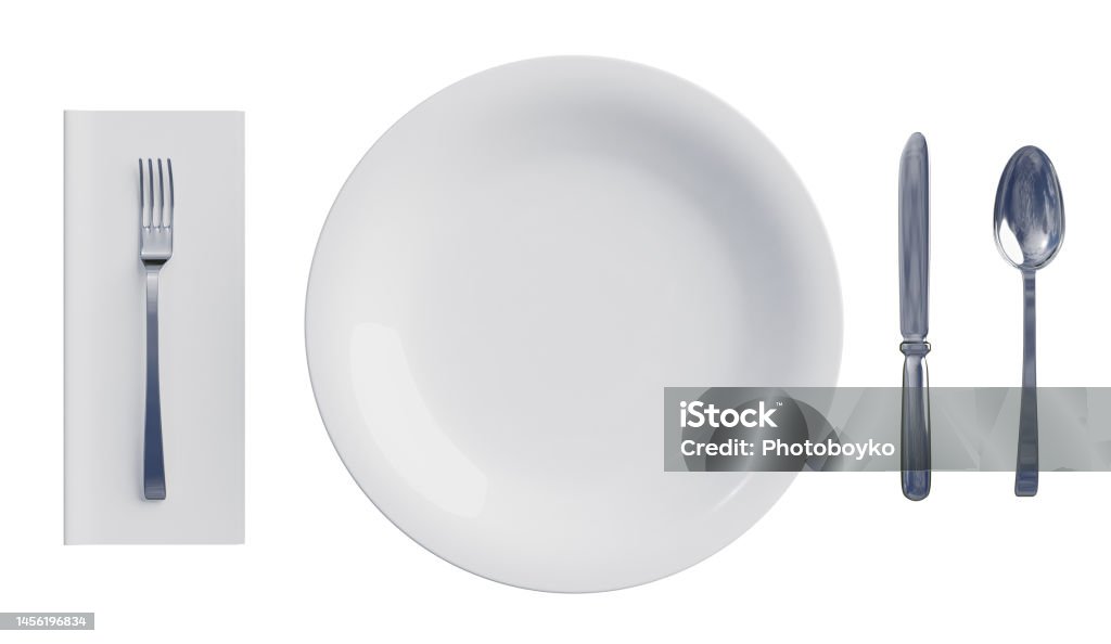 Generic Table Setting Simple Dinner Table Setting Of Generic Kitchen Utensils 3d Rendering ...