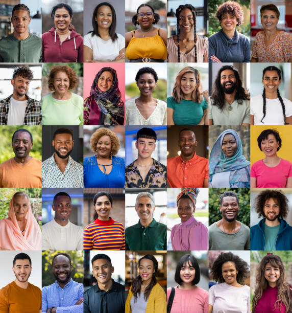 Express Yourself! An image montage of portraits of non-caucasian people in different settings. They are all looking at the camera with positive emotion. multiculturalism stock pictures, royalty-free photos & images