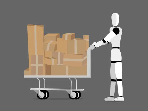 Vector illustration of AI moving product
