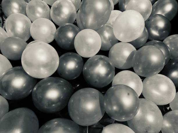 istock Multiple stack of balloons unique black and white photo 1456200244