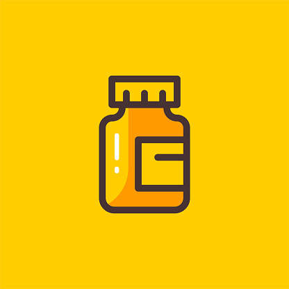 Pill Bottle Icon Design with Editable Stroke. Suitable for Web Page, Mobile App, UI, UX and GUI design.