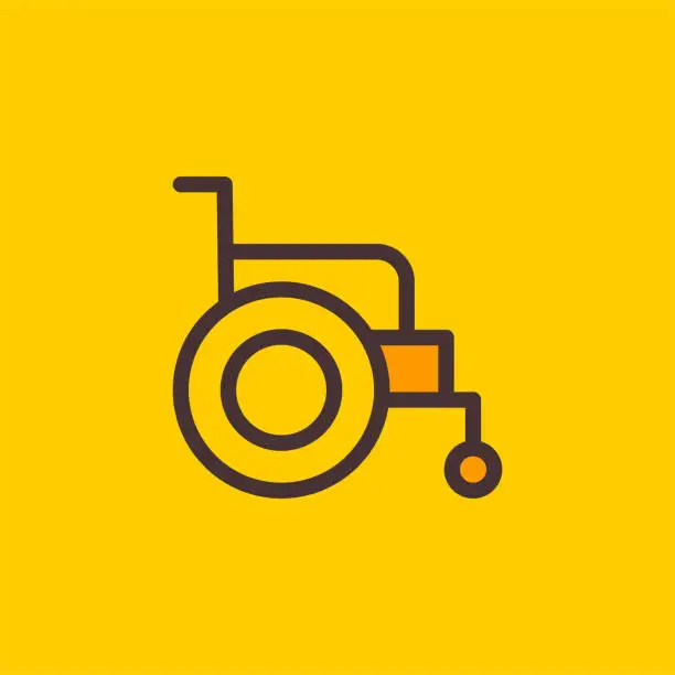 Vector illustration of Wheelchair Color Line Icon Design with Editable Stroke. Suitable for Web Page, Mobile App, UI, UX and GUI design.