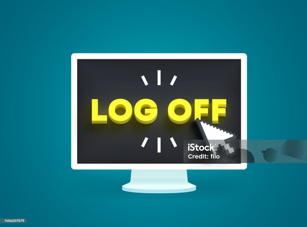Icon Logoff From Computer Log Off Computer Cursor Internet Stock Photo - Download Image Now ...