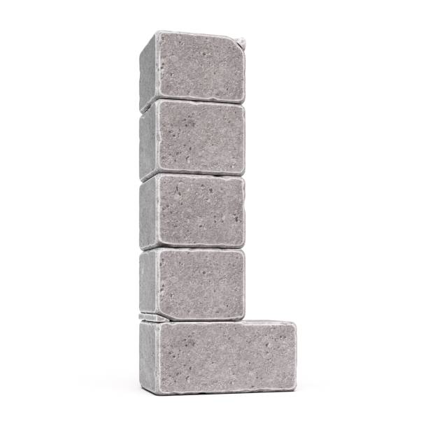 istock Stone font, letters made of stone blocks 3d rendering, letter L 1456207569
