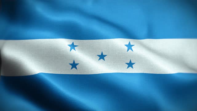 4K Textured Flag of Honduras Animation Stock Video - Honduran Flag Waving in Loop - Highly Detailed Honduras Flag Stock Video