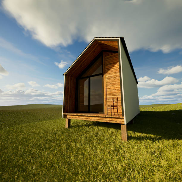 istock Cabin, house in the woods 3d rendering 1456207760