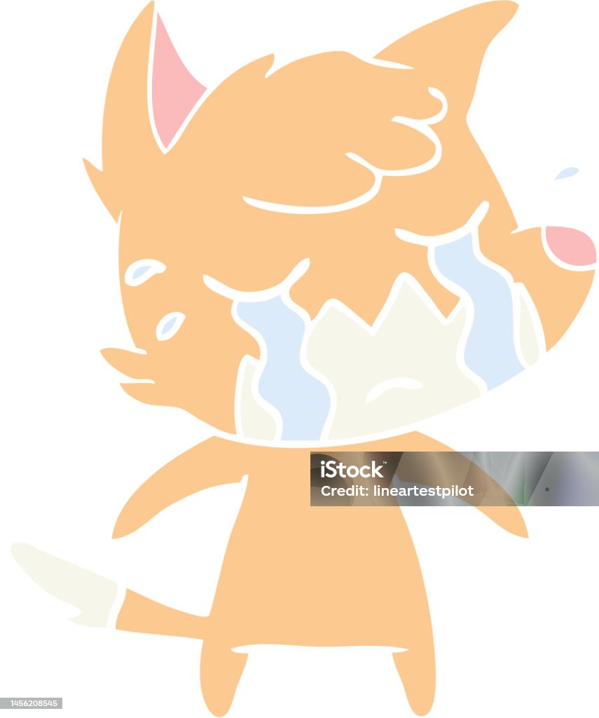 Animal Crying Color Crying Fox Flat Color Style Cartoon Stock Illustration - Download Image ...