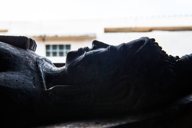 Silhouette of buddha face, Thailand.