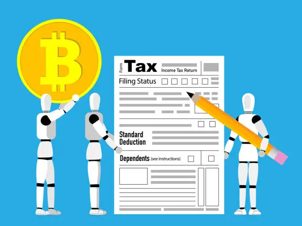 Vector illustration of Taxes on Bitcoin