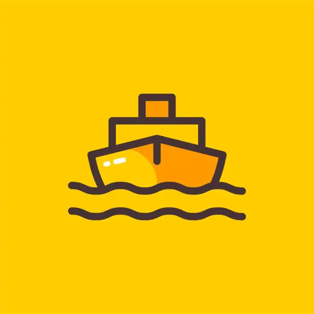 Vector illustration of Yacht Color Line Icon Design with Editable Stroke. Suitable for Web Page, Mobile App, UI, UX and GUI design.