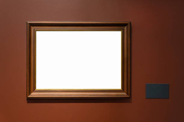 istock Vintage frame isolated on red wall in museum. 1456218826