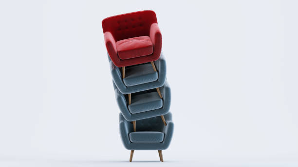 istock red sofa on top of three other grey sofa, leadership concept 1456219988