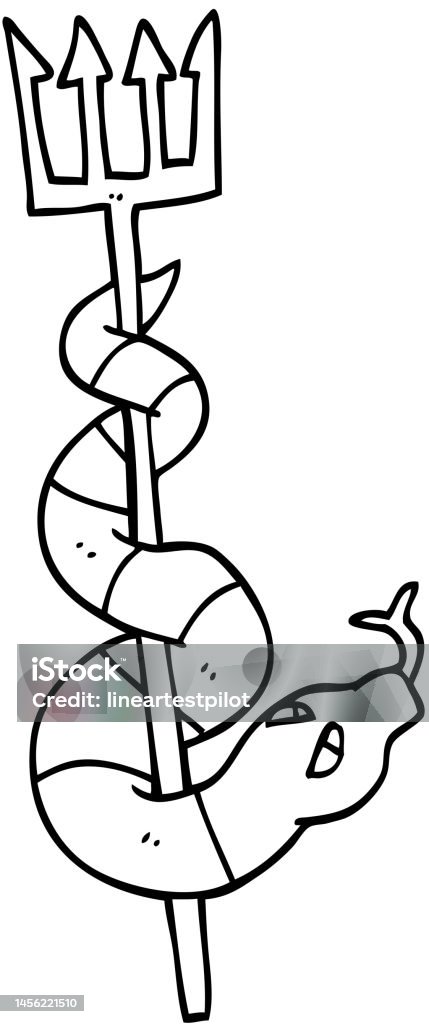  Ilustración de Dibujo Lineal Serpiente De Dibujos Animados En Devils Fork y más Vectores Libres de Derechos de Arte