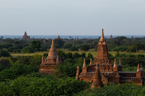 A beautiful day in Bagan. Home to thousands of historical temples in pagodas, set against a stunning valley, the area is now a UNESCO World Heritage Site. One of the most popular tourist destinations in the region, Old Bagan, Myanmar