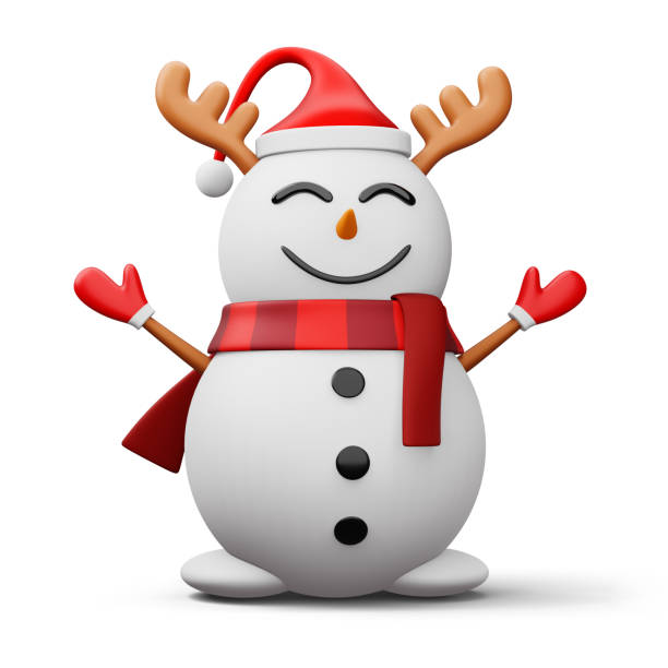 istock Cute snowman character, merry christmas, 3d rendering 1456223112