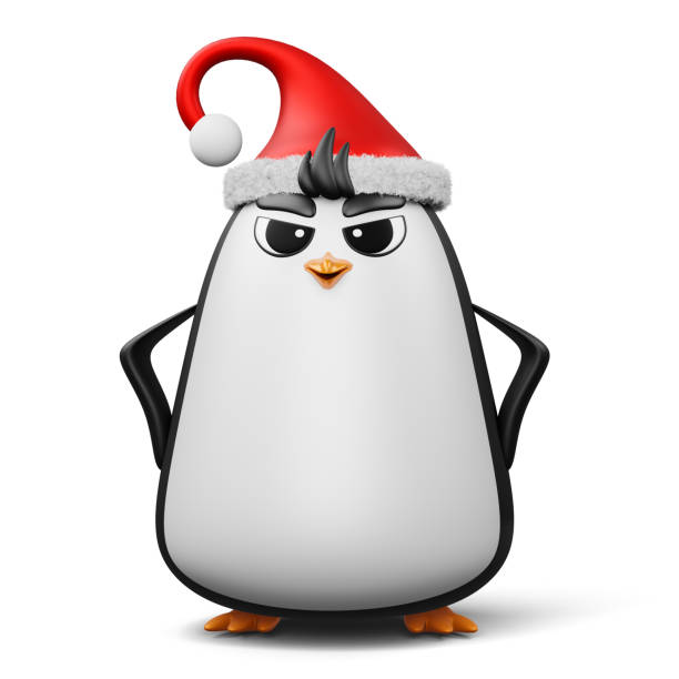 istock Cute penguin with christmas hat, happy christmas, 3d rendering 1456223332