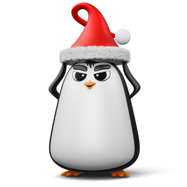 istock Cute penguin with christmas hat, happy christmas, 3d rendering 1456223344