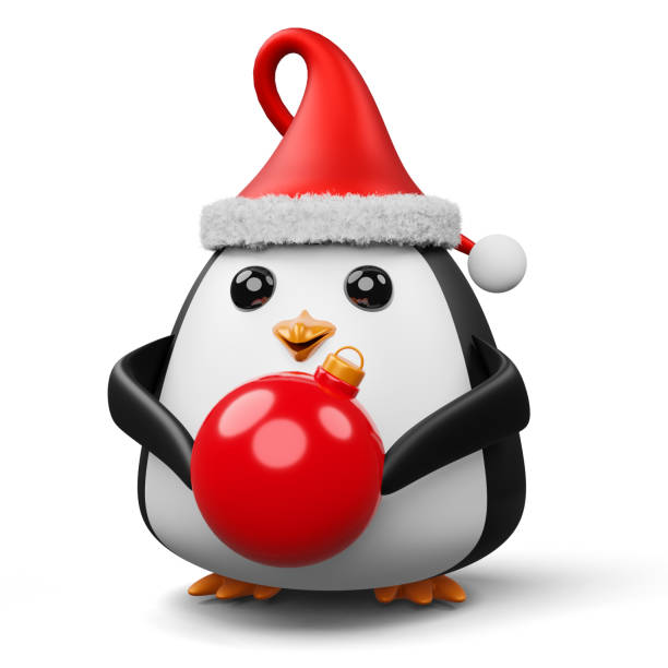 istock Cute penguin with christmas hat, happy christmas, 3d rendering 1456223350