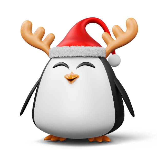 istock Cute penguin with christmas hat, happy christmas, 3d rendering 1456223354