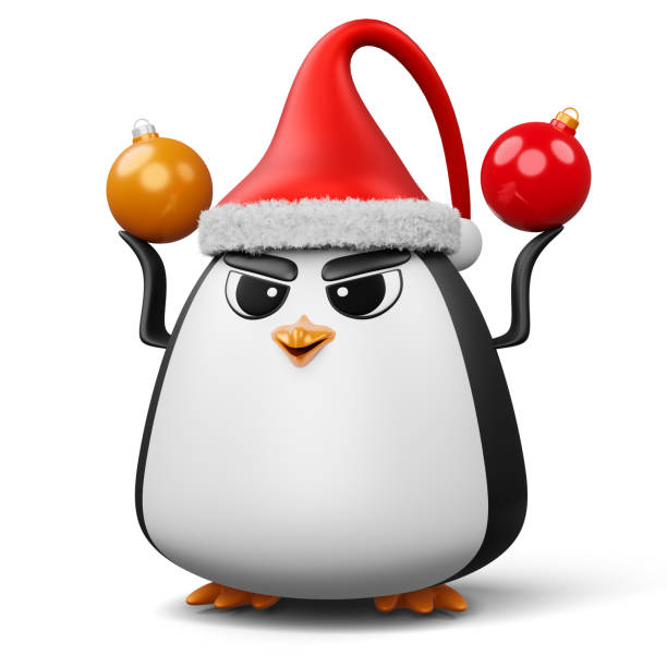 istock Cute penguin with christmas hat, happy christmas, 3d rendering 1456223355