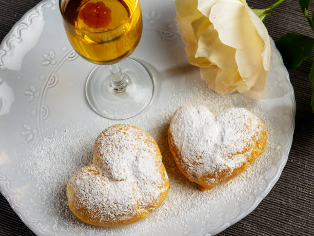 istock Heart shaped cakes filled with cream dessert 1456225027