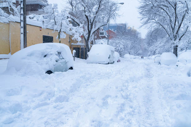 istock Snowstorm Philomena, great snowfall that happened in Madrid, Spain in 2021. 1456225332