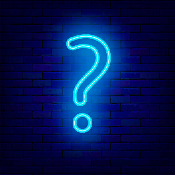 istock Blue question mark neon icon. Doubt and exam concept. Quiz design. Shiny banner. Vector stock illustration 1456225613