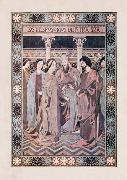 istock Religious painting marriage Virgin Mary and Saint Joseph 1456229757