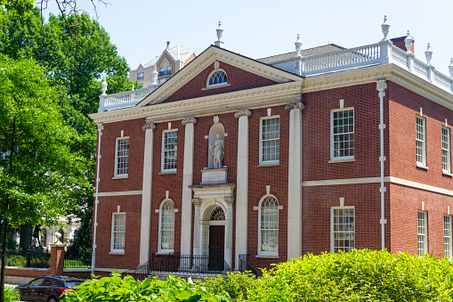 Philadelphia, PA, USA. May 22, 2022: Library Hall Facade.
