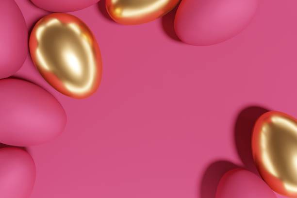istock 3d render of Ester egg pattern frame with magenta color of the year 1456234934