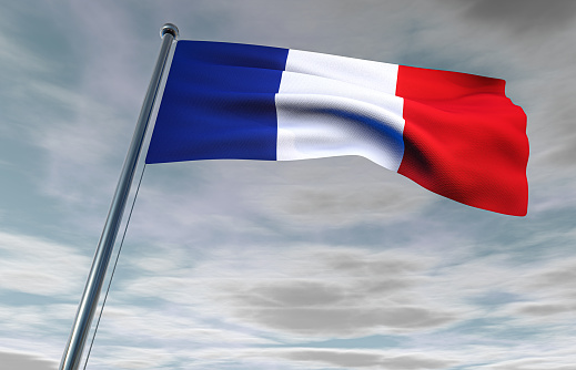 French Flag on a Cloudy Sky
