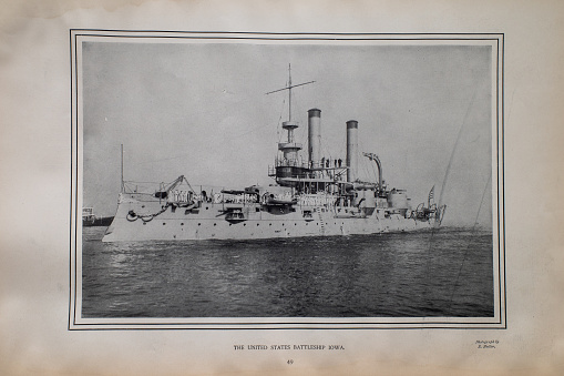 Antique historical photographs from the US Navy and Army, Battleship Iowa from the 1890's.