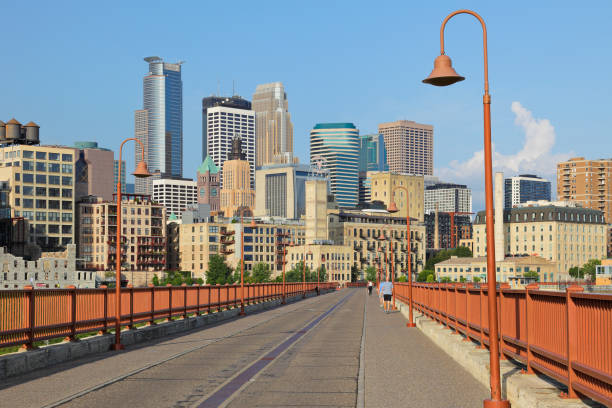 istock Minneapolis Skyline + Stone Arch Bridge 1456240931